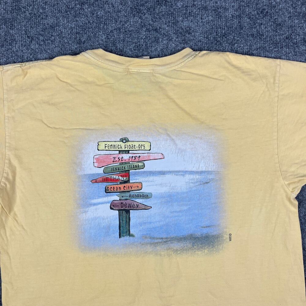 Graphic‎ T-Shirt Mens Size M Yellow Beach Towns Fenwick Island Dewey Ocean City